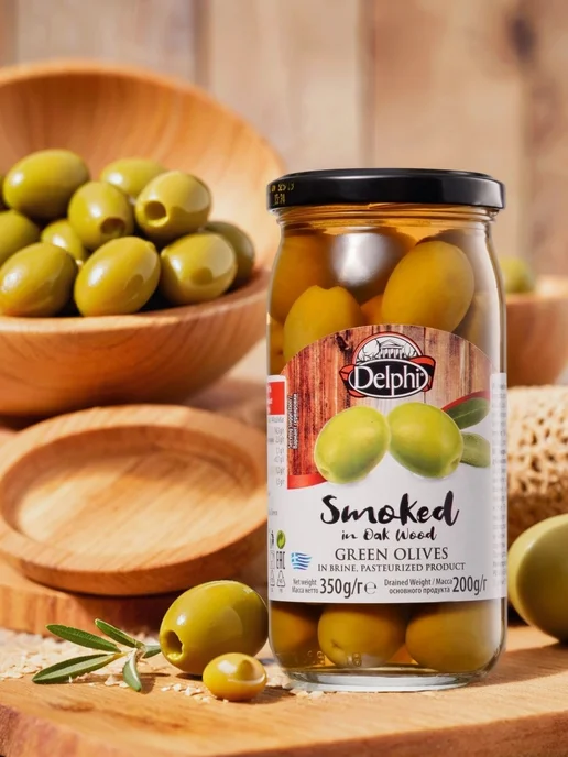 Delphi Food Оливки с косточкой копченые на дубовых опильках 350 г, 350 г, фото 3