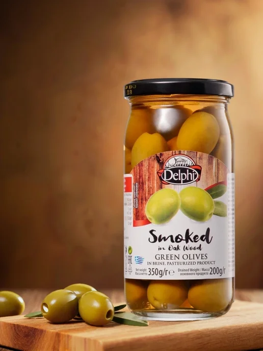 Delphi Food Оливки с косточкой копченые на дубовых опильках 350 г, 350 г, фото 4