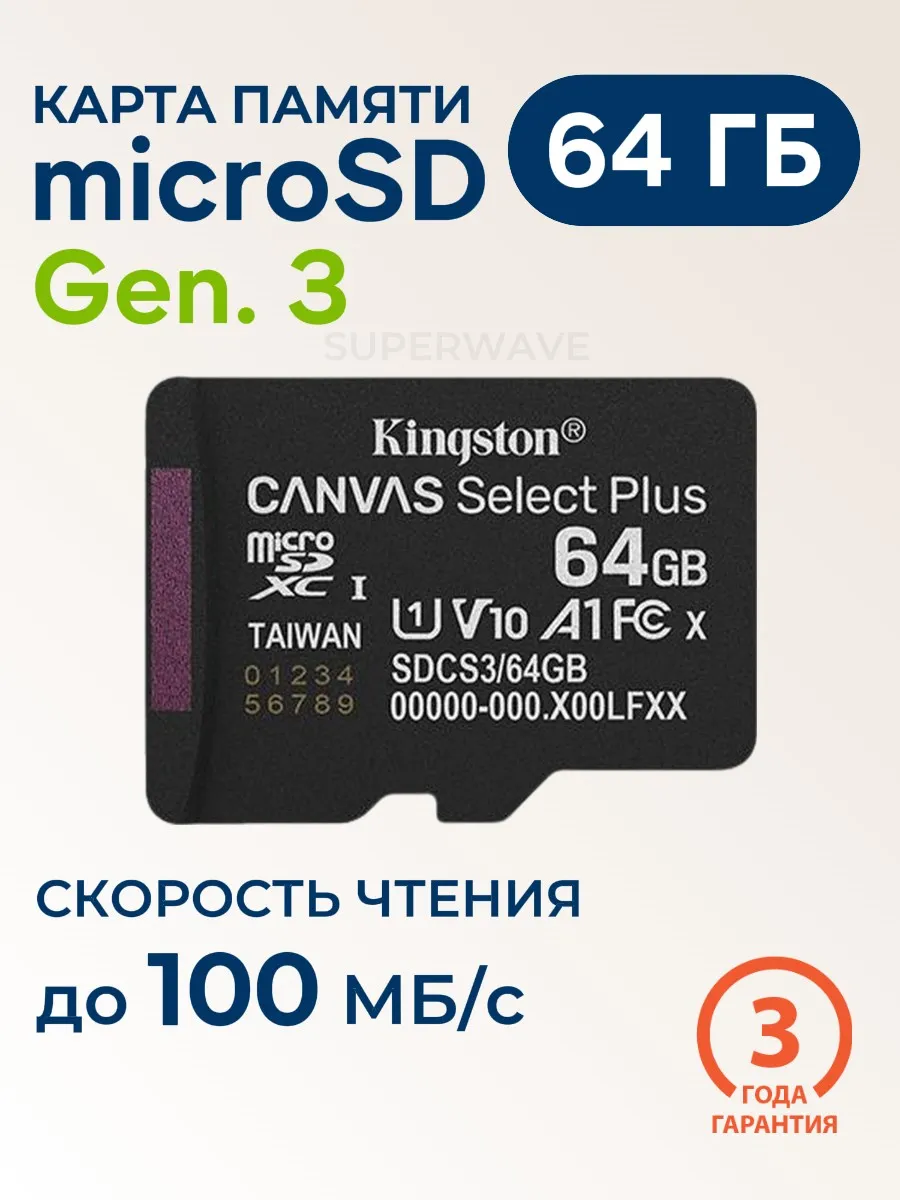 Карта памяти microSD 64 ГБ