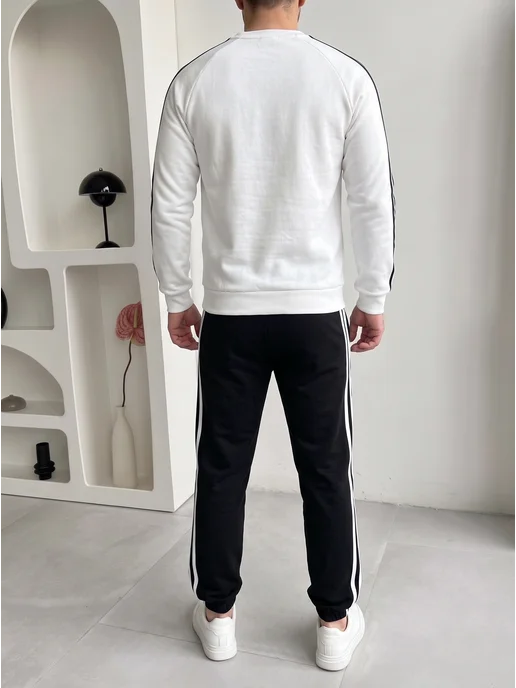 Man's Power Спортивный костюм Adidas двойка тонкий, черный, фото 2