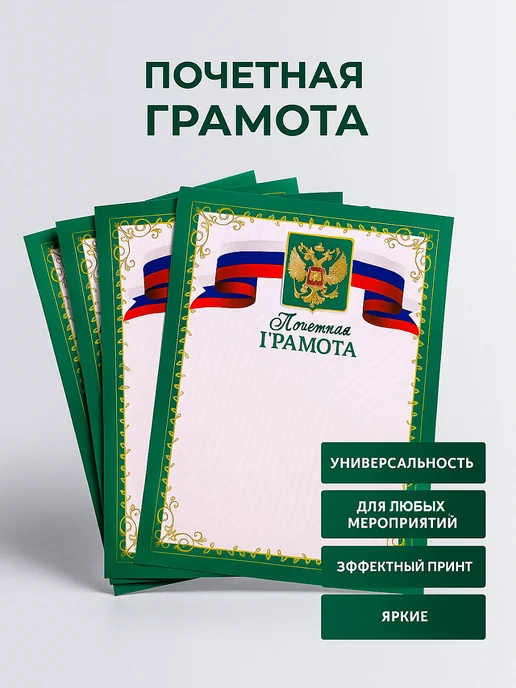 ХозСнаб Грамота синяя с гербом РФ А4 10 шт для принтера, 10 шт, фото 2