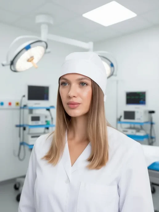 DOCTORPLUS Шапочка медицинская колпак на завязках с сеткой, белый, фото 2