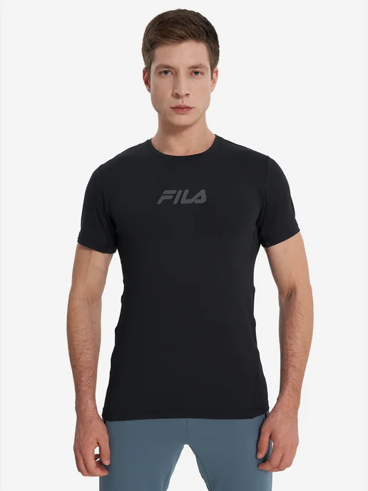 FILA Футболка спортивная мужская облегающая черная, черный, фото 8
