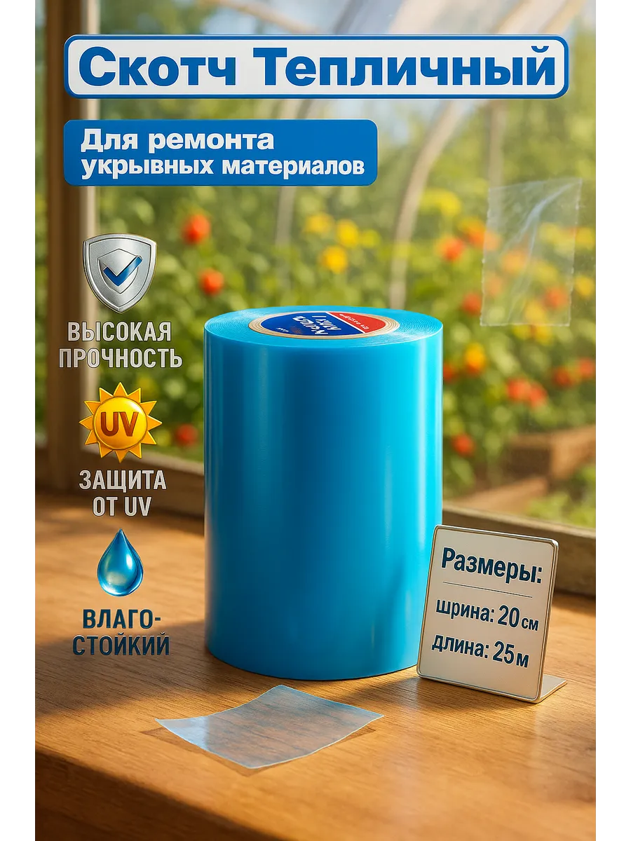 Скотч для ремонта тепличной пленки 20см x 25м