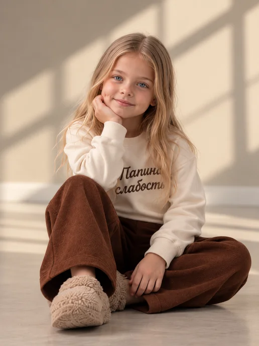 MonAleon for kids Костюм "папина слабость" для девочки, бежевый, фото 2