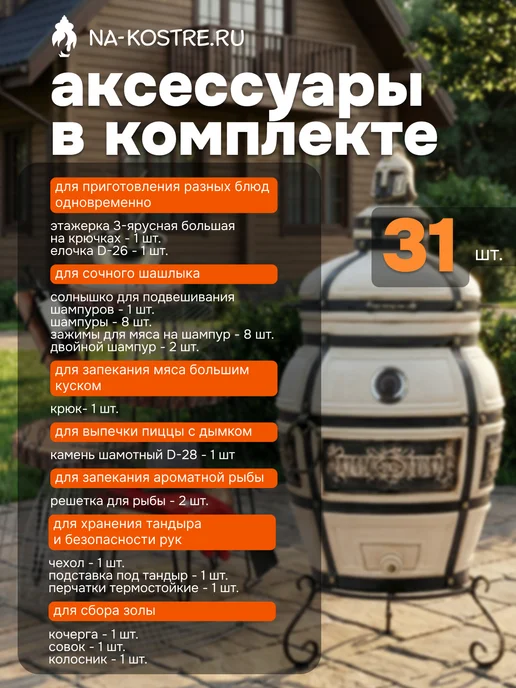 Технокерамика Тандыр Гектор с откидной крышкой и термометром, вариант, фото 3