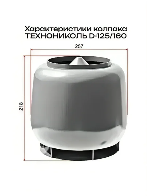 ТехноНИКОЛЬ Комплект вентиляции для металлочерепицы D125 160, утепленный, серый, фото 8
