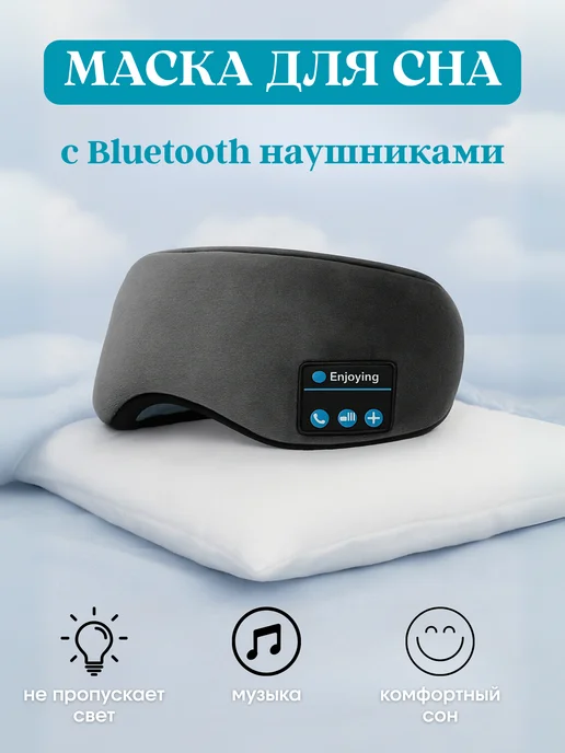 Маска для сна с Bluetooth наушниками, серый