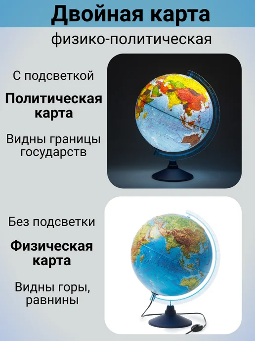 Globen Глобус с подсветкой интерактивный физико-политический 25см, 32 см, фото 2
