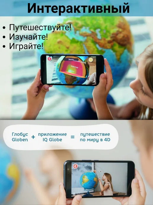Globen Глобус с подсветкой интерактивный физико-политический 25см, 32 см, фото 4
