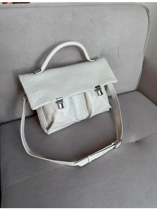 Shapely bags Портфель кожаный для документов А4, белый, фото 2