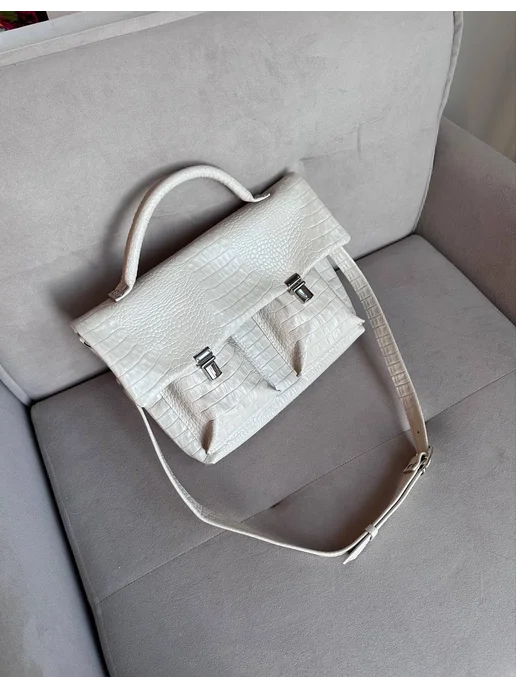 Shapely bags Портфель кожаный для документов А4, белый, фото 3