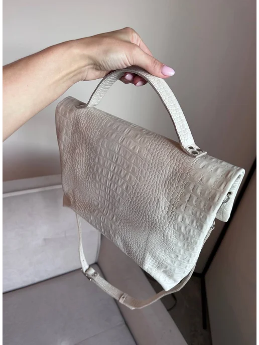 Shapely bags Портфель кожаный для документов А4, белый, фото 5
