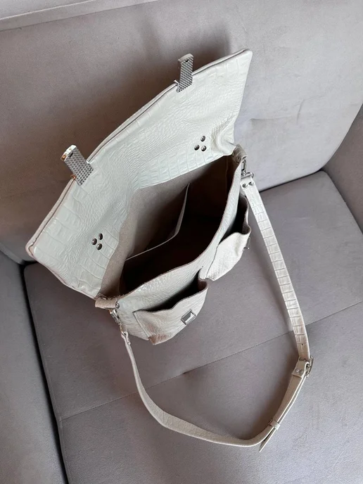 Shapely bags Портфель кожаный для документов А4, белый, фото 6
