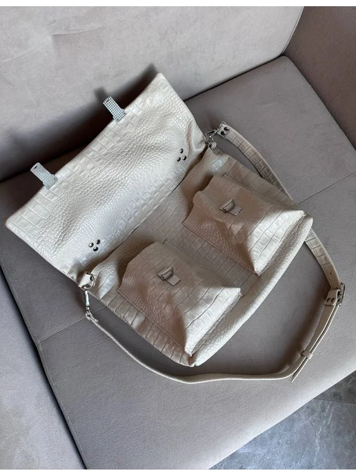 Shapely bags Портфель кожаный для документов А4, белый, фото 7