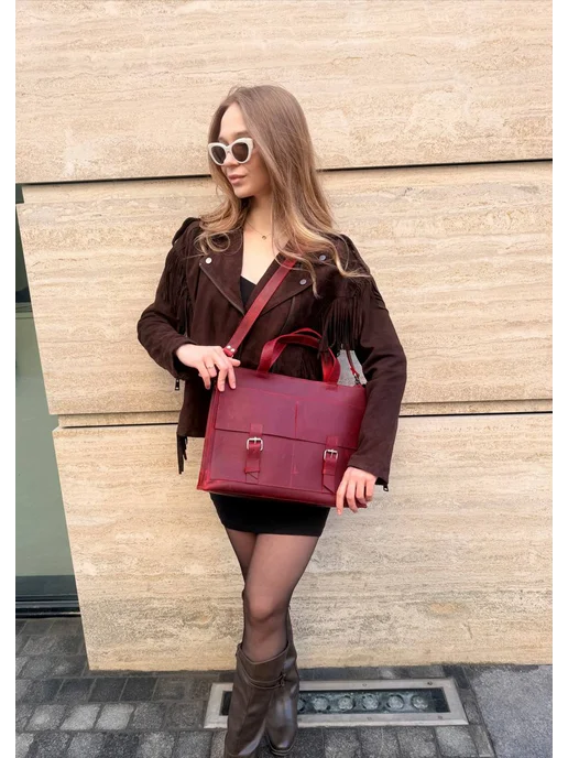 Shapely bags Портфель кожаный для документов А4, красный, фото 2