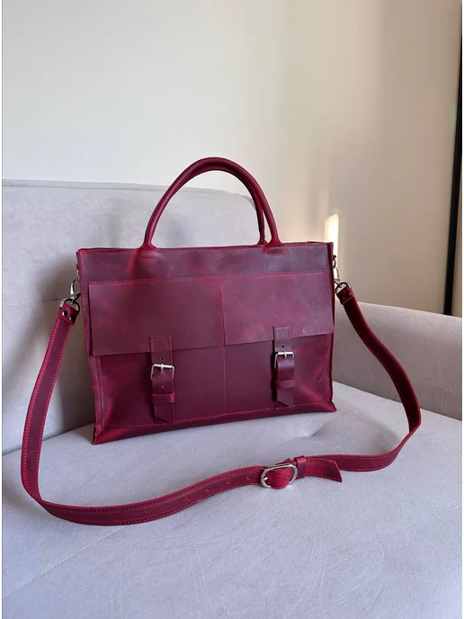 Shapely bags Портфель кожаный для документов А4, красный, фото 5