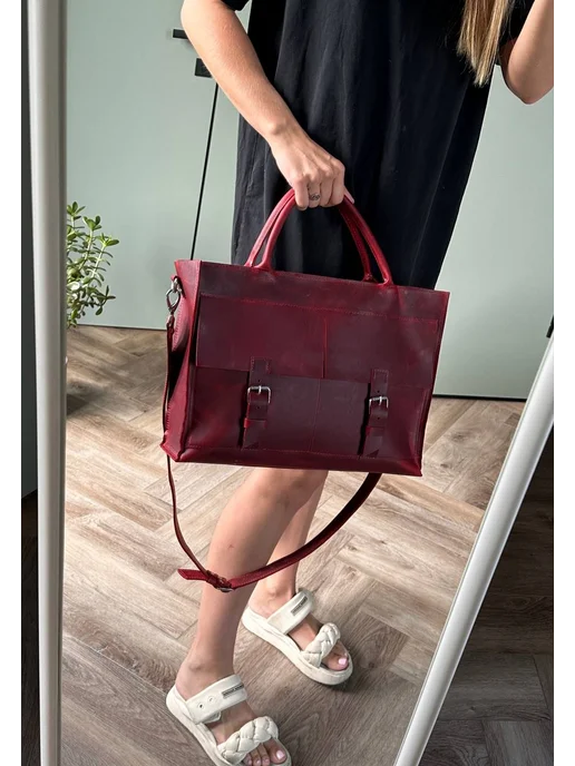 Shapely bags Портфель кожаный для документов А4, красный, фото 6