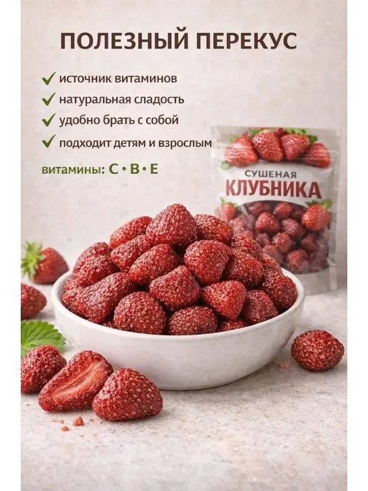 Клубника сушеная натуральная 500гр, 500 г, фото 2