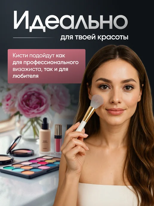 Belka_Store Набор кистей для макияжа профессиональный, белый, фото 5