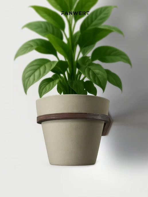FANWERT Подставка для цветов настенная, деревянная 17 см, коричневый, фото 3