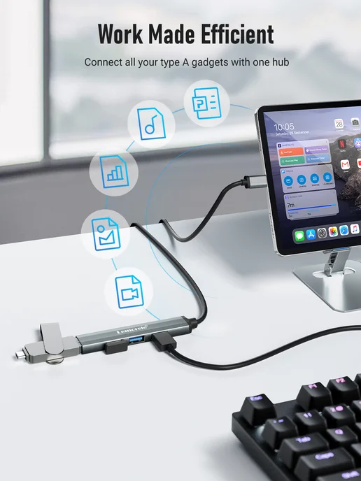 Lemorele USB 3.0 разветвитель концентратор периферийный усб 2.0,120cm, вариант, фото 3