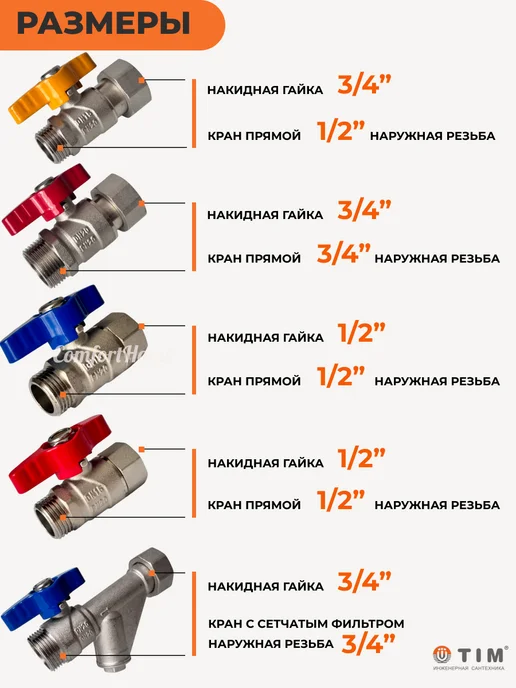 TIM Набор прямых кранов для газового котла, серый, фото 2