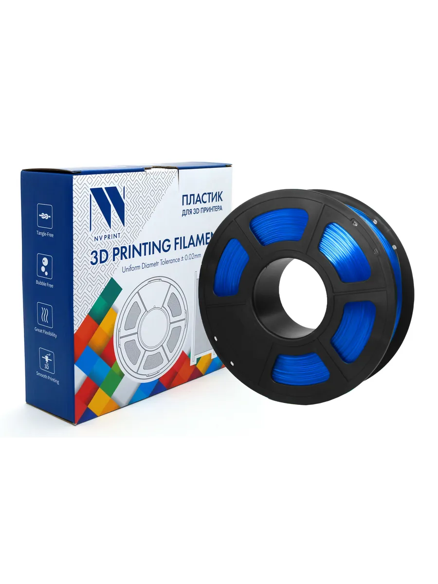 Филамент PETG для 3D печати прозрачно-синий