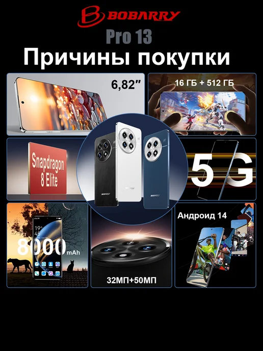 Смартфон Bobarry Android14 Pro 16/512 ГБ, белый, фото 3