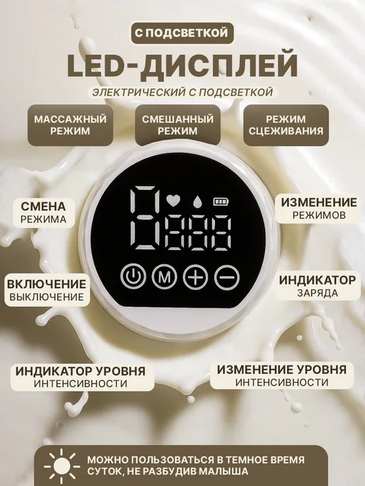 Электрический молокоотсос беспроводной с бутылочкой 180 мл, 180 мл, фото 2