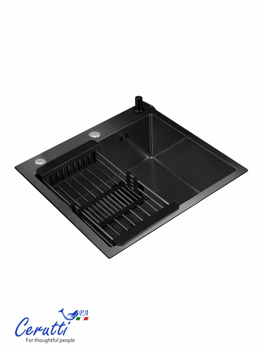 Cerutti spa Мойка для кухни GLORIA50B nano black (графит), черный, фото 4