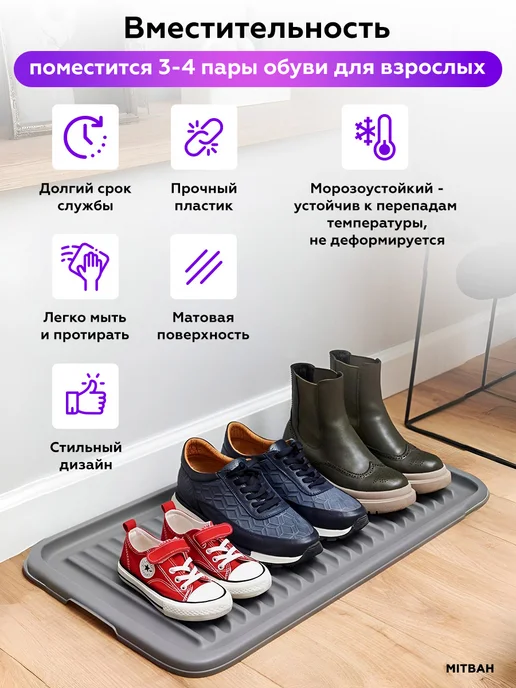 Альт-Пласт Лоток для обуви с бортиком поддон пластиковый 1 шт, 1 шт, фото 5