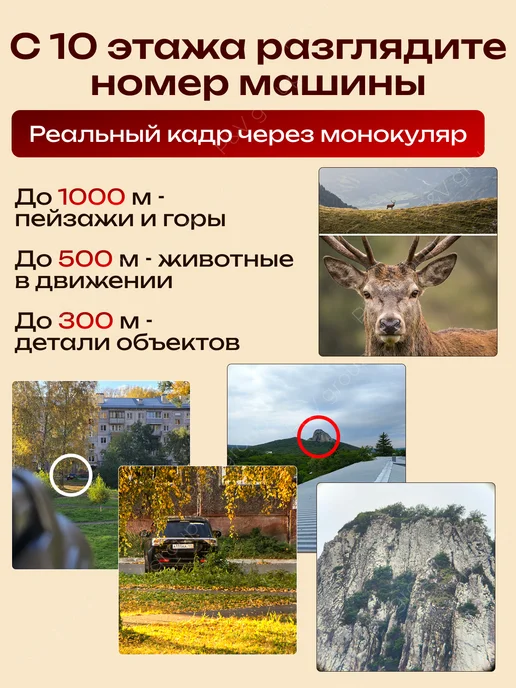 EvAPLAN group Монокуляр мощный для охоты профессиональный монокль, серый, фото 3
