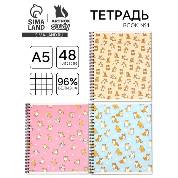 Тетрадь 48 листов в клетку на пружине 1шт
