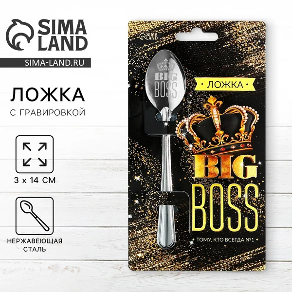 Ложка чайная подарочная с гравировкой «Big boss»