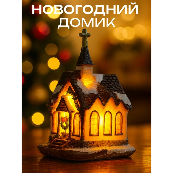 Фигурка новогодняя Домик с подсветкой