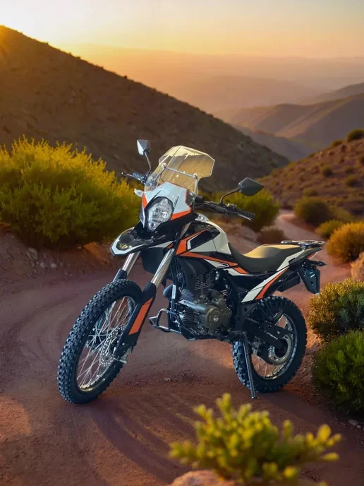 ТЕХНОМОТОРФ Мотоцикл ADVENTURE 250 c ПТС (голубой), оранжевый