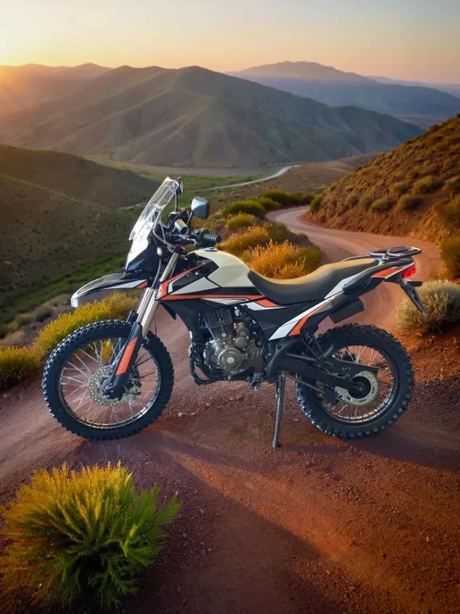 ТЕХНОМОТОРФ Мотоцикл ADVENTURE 250 c ПТС (голубой), оранжевый, фото 2