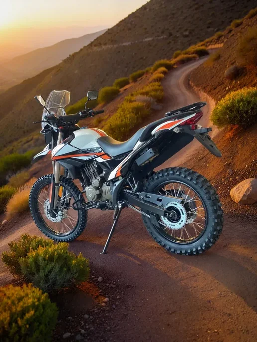 ТЕХНОМОТОРФ Мотоцикл ADVENTURE 250 c ПТС (голубой), оранжевый, фото 4