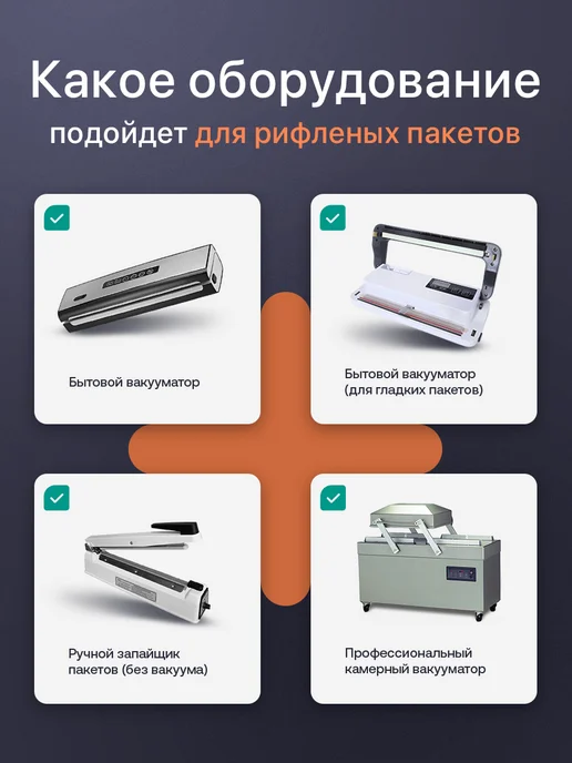 Tekmart Пакеты для вакууматора рифленые пищевые 17х25 см 100 шт, 50 шт, фото 4