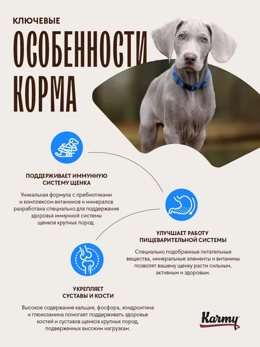 Сухой корм KARMY для собак, крупные, щенки, телятина, 14,2 кг, фото 2