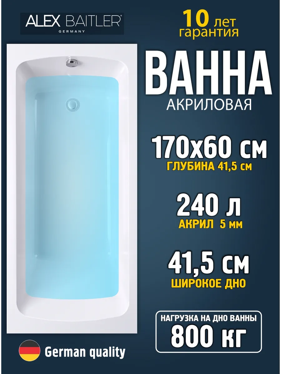 Ванна акриловая 170*60 без комплектующих