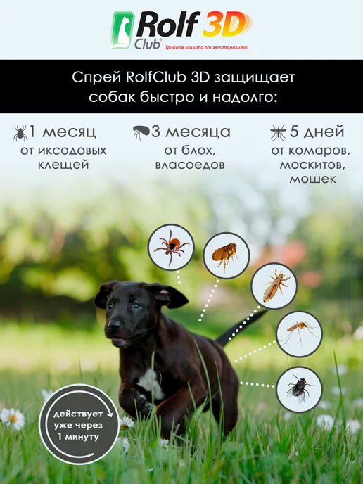 ROLF CLUB Спрей от клещей и блох Рольф для собак, 200 мл R422, 200 мл, фото 3