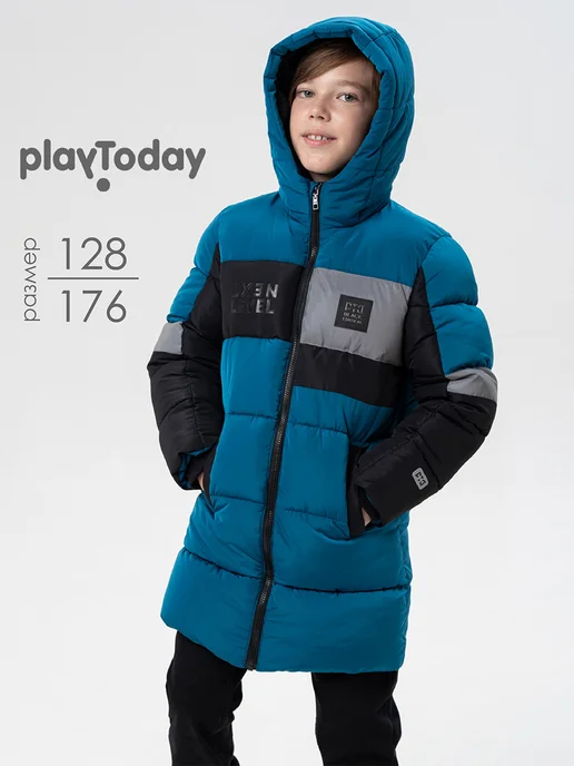 PlayToday Пальто зимнее куртка подростковая удлиненная пуховик, вариант