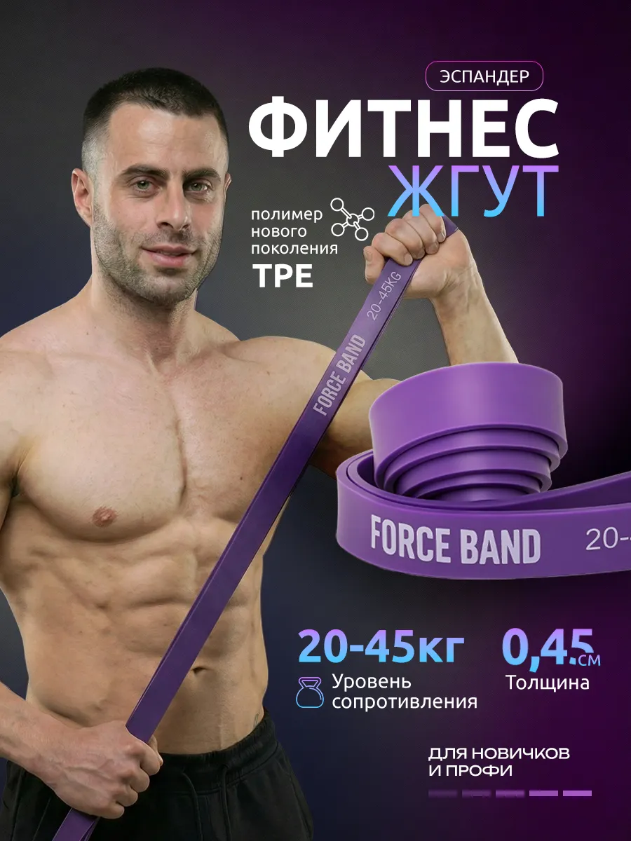 Резинка жгут для фитнеса и растяжки спортивные 20-45 кг