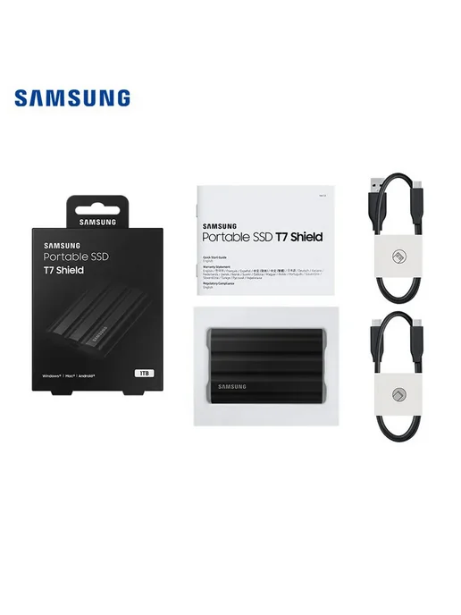 Samsung Жесткий диск внешний 1тб T7 Shield черный, 1 ТБ, черный, фото 2