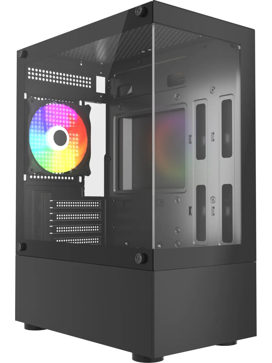 Корпус для ПК ACC-285-02B черный без БП mATX 5x120mm 1xUSB2…
