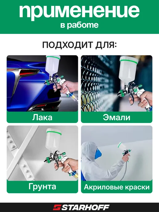 Starhoff Краскопульт пневматический для компрессора HLVP, серый, фото 7