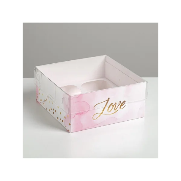 Подарочная коробка на 4 капкейка Love