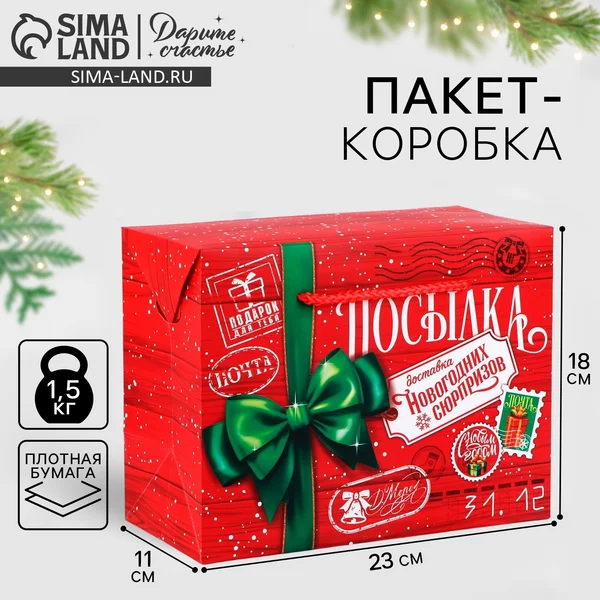 Подарочный новогодний пакет для упаковки подарка
